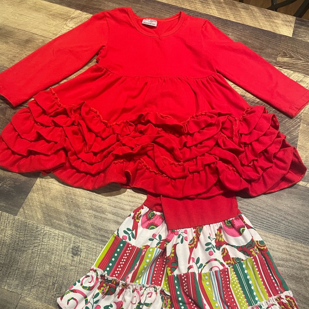 Tutu and Lulu Red Ruffled Kids Christmas Set